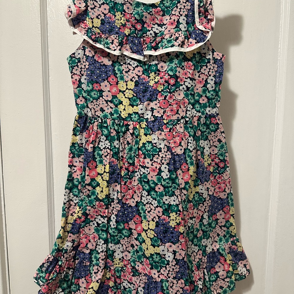 Janie and Jack Pink and Yellow Ruffled Sundress with Peter Pan Collar